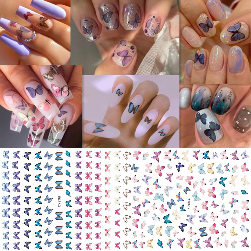 BUTTERFLY (Hàng Mới Về) Miếng Dán Trang Trí Móng Tay Hình Bướm 3d Đẹp Mắt Diy