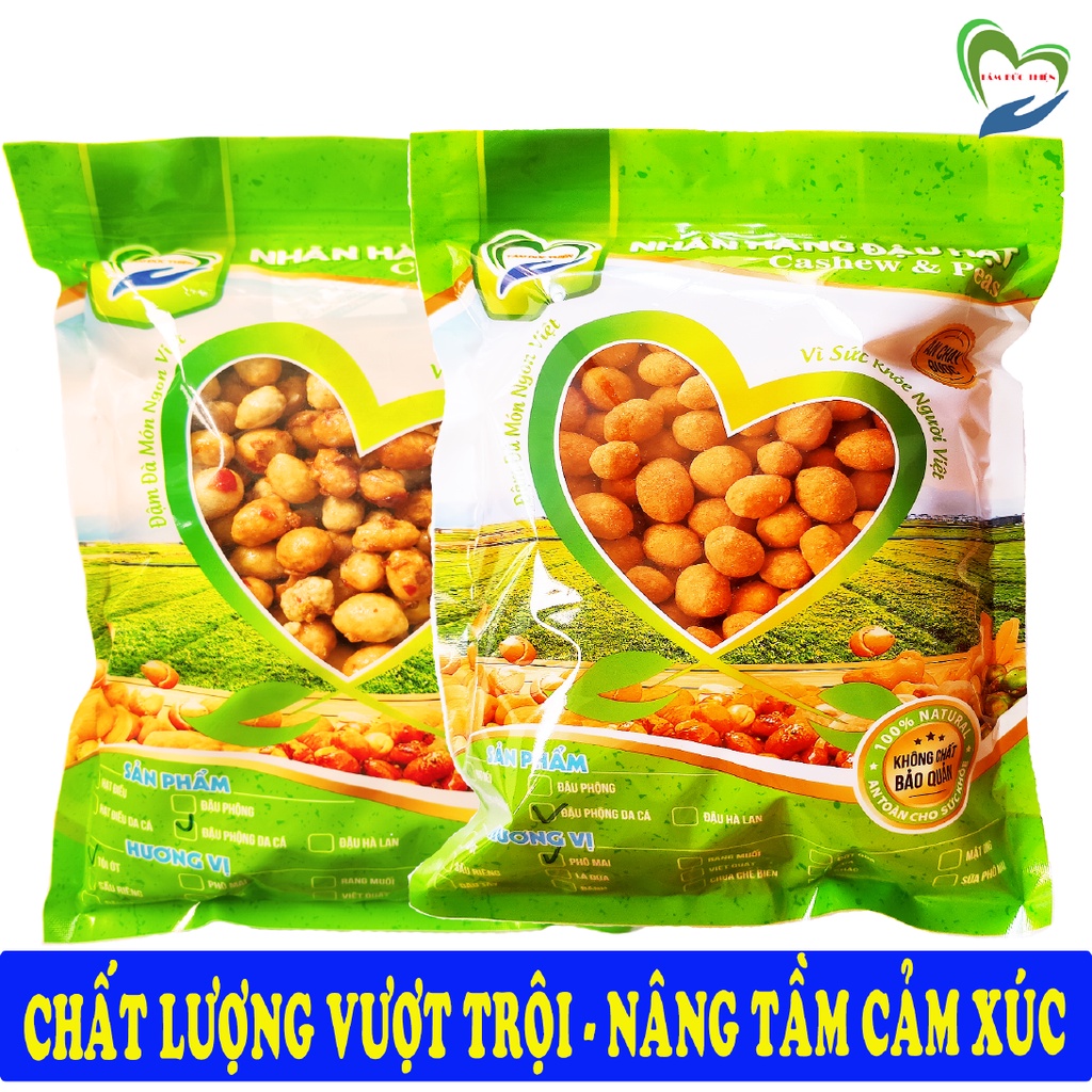 Combo 1KG Đậu Phộng Da Cá 2 Vị: Tỏi Ớt và Phô Mai Tâm Đức Thiện 2 x Túi 500GR