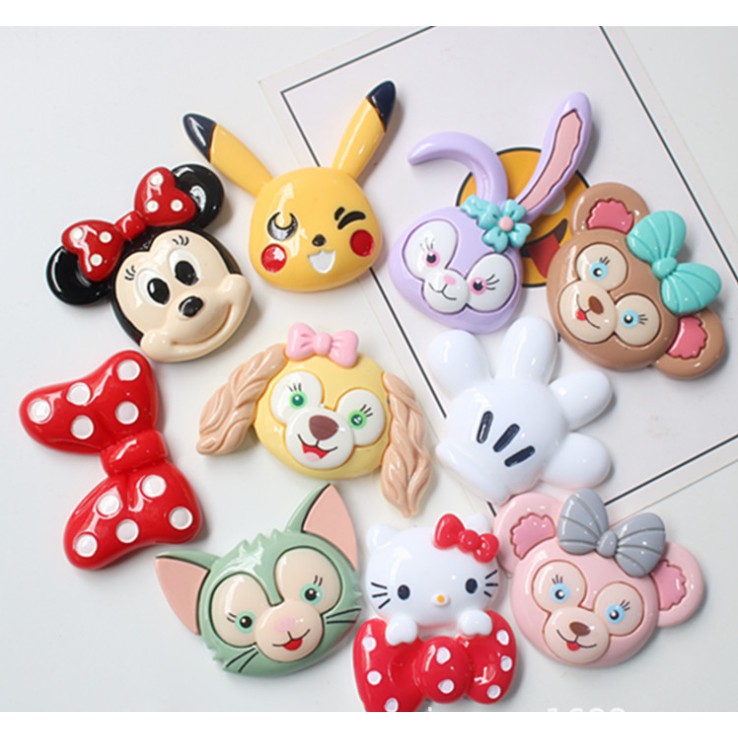 Charm mặt Mickey, Pikachu, Cartoon Network size lớn cho các bạn trang trí vỏ ốp điện thoại, dán Jibbitz, DIY