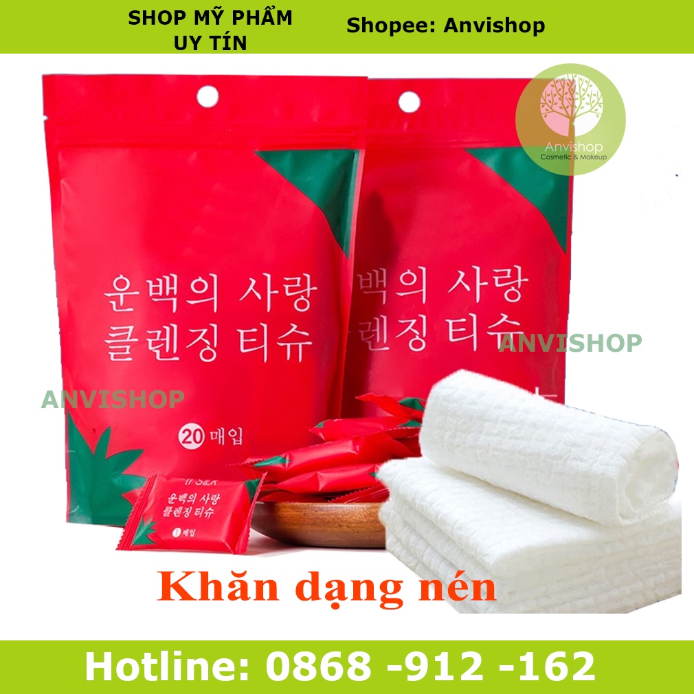 Khăn tẩy trang - Khăn lau dùng một lần - Khăn mặt một lần ANVISHOP dạng viên nén (1 viên)