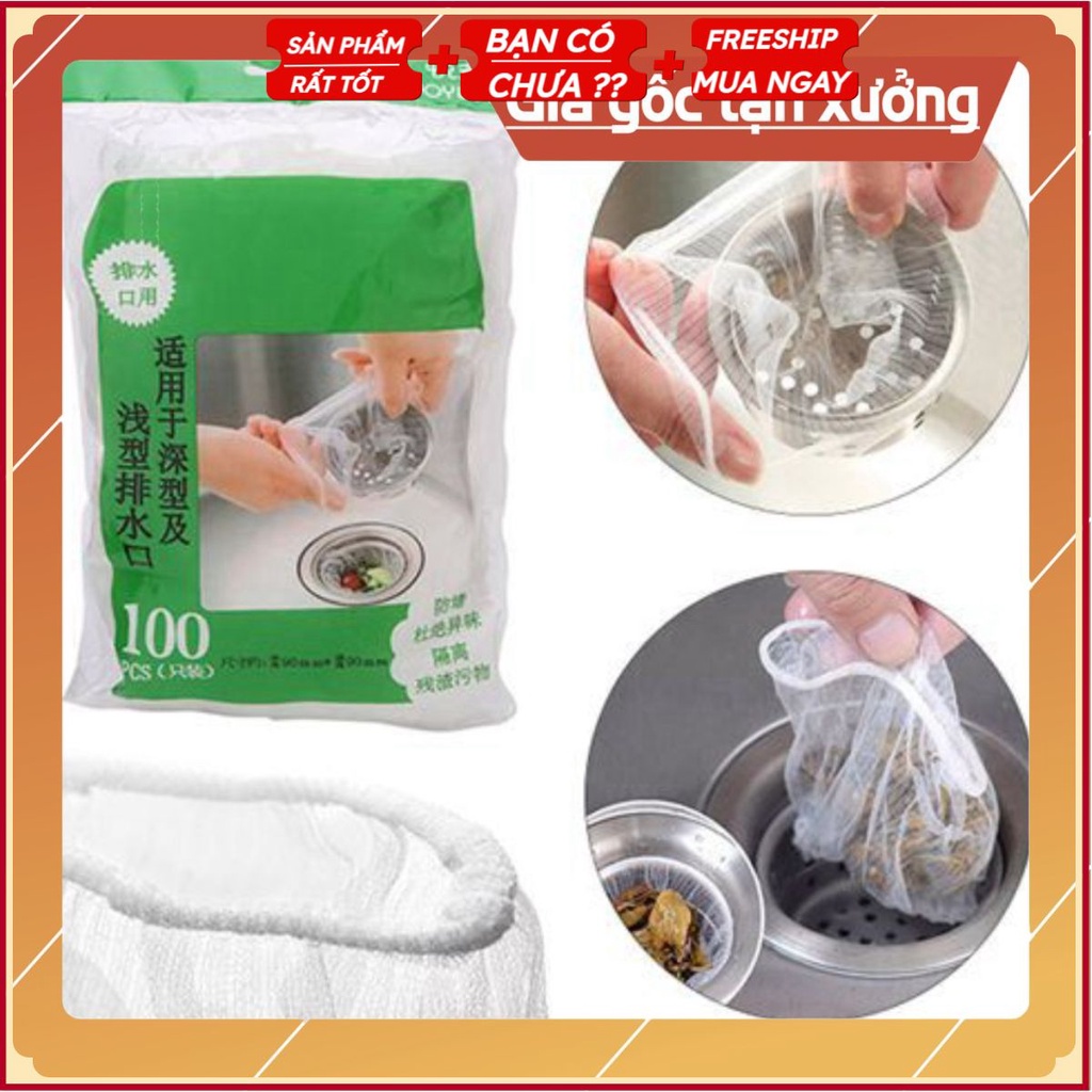 Sẵn hàng Túi Lọc Rác Bồn Rửa Bát (Túi 100 Chiếc) .