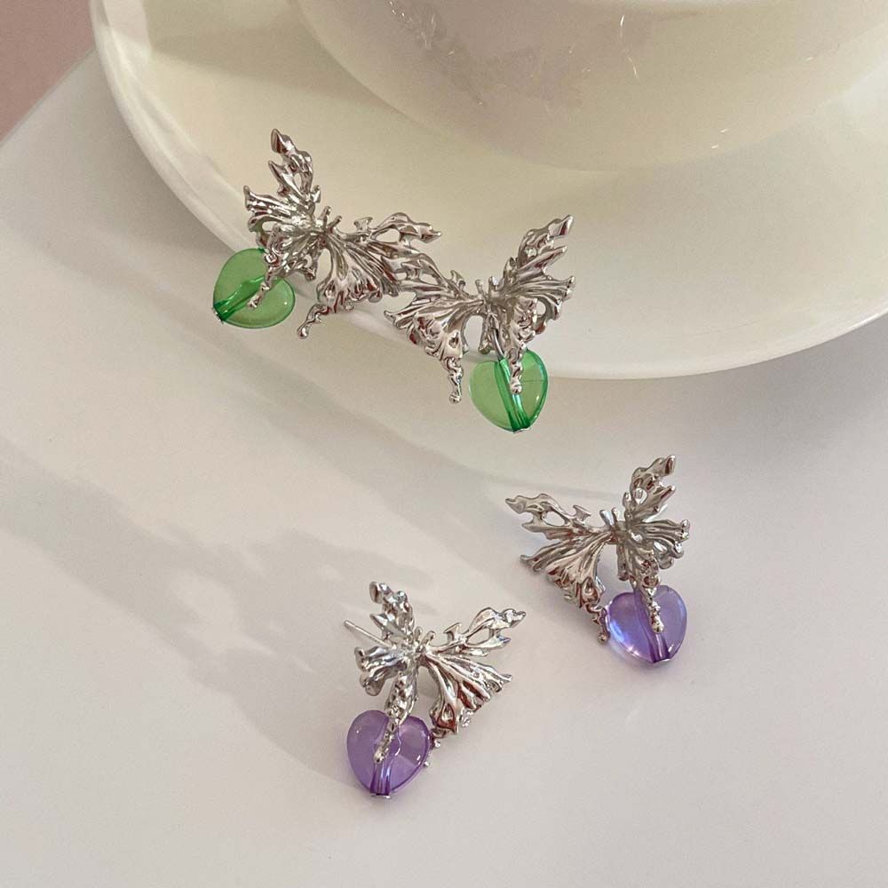 Bông tai hình bướm màu hồng phong cách Hàn Quốc thời trang cho nữ