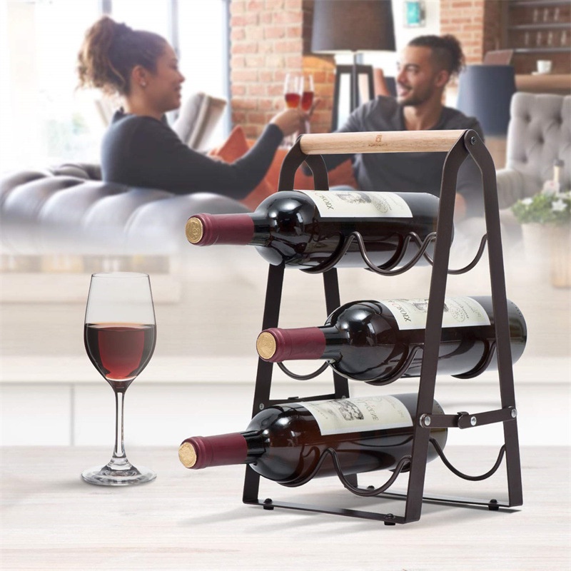 Giá Sắt Đựng Chai Rượu Vang Để Bàn Gấp Gọn Sáng Tạo