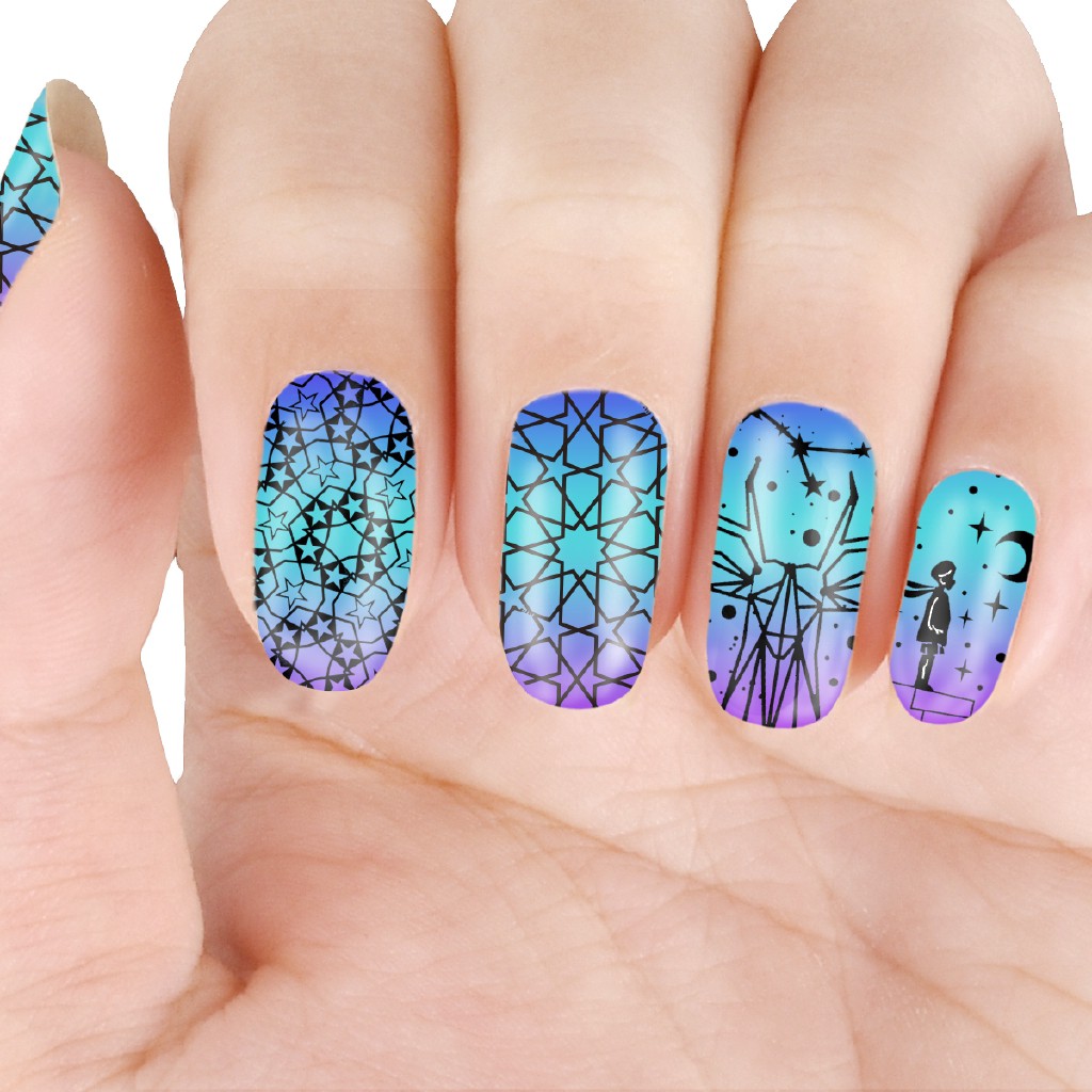 [Hàng mới về] Bộ ten in hoa văn trang trí nghệ thuật móng