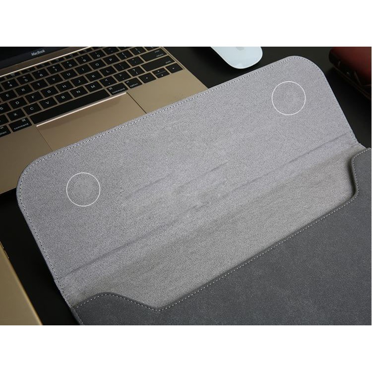 Bao da Macbook + Túi Đựng Sạc Màu Xám Đậm Cao Cấp | BigBuy360 - bigbuy360.vn