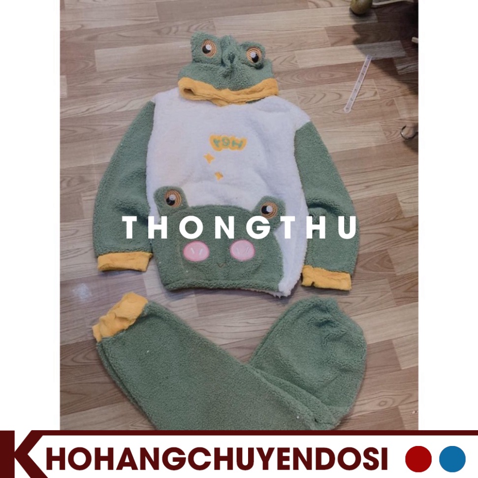 Bộ đồ ngủ mùa đông lông cừu ếch xanh cute ,đồ mặc nhà cho nữ siêu ấm | BigBuy360 - bigbuy360.vn