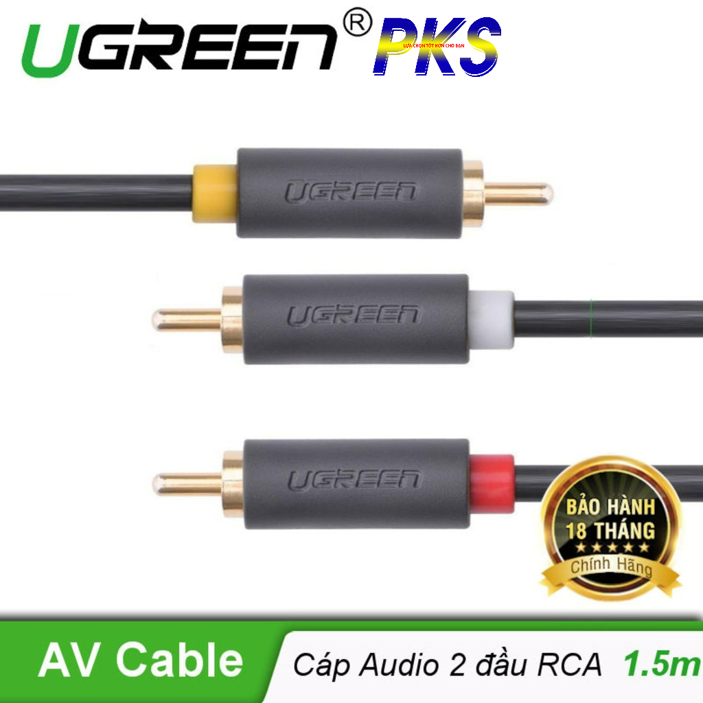 Cáp AV hoa sen 3 đầu RCA dài 1.5m Ugreen 10524 - Ugreen 10524