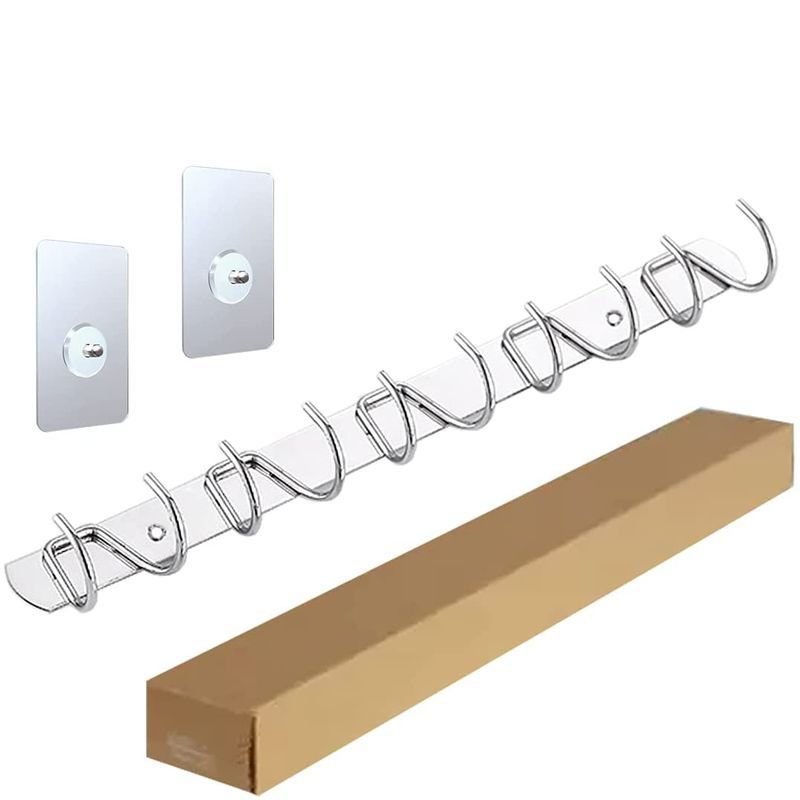 Móc Treo Quần Áo Inox 10 Móc Dán Tường Treo Đồ Nhà Tắm Nhà Bếp Tiện Lợi