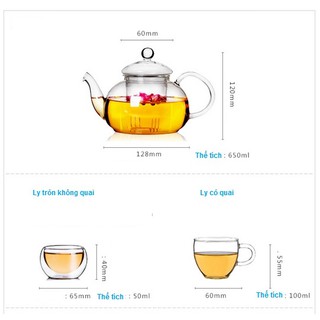 Bộ Ấm Chén Thuỷ Tinh 2 Lớp