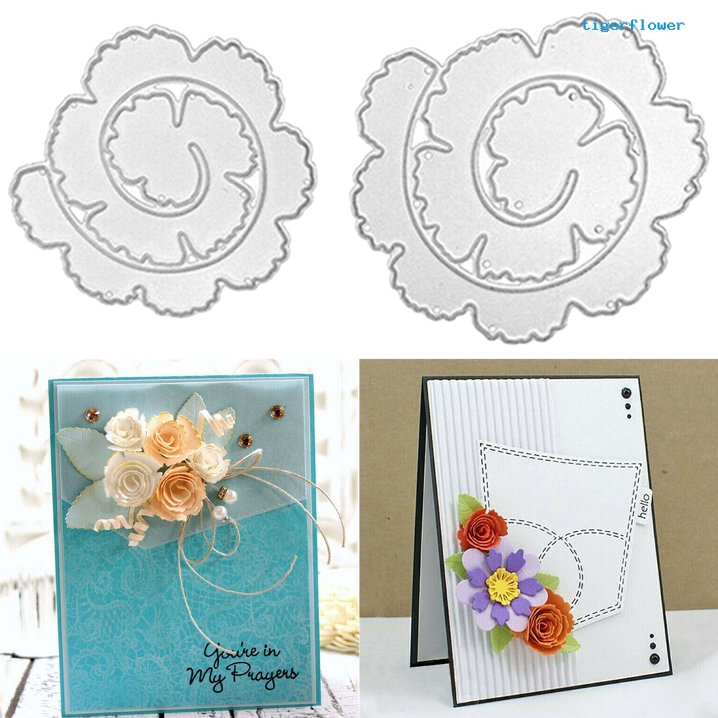 Khuôn cắt giấy kim loại dập nổi tạo hình hoa xoắn ốc trang trí album ảnh/ sổ lưu niệm tiện dụng DIY