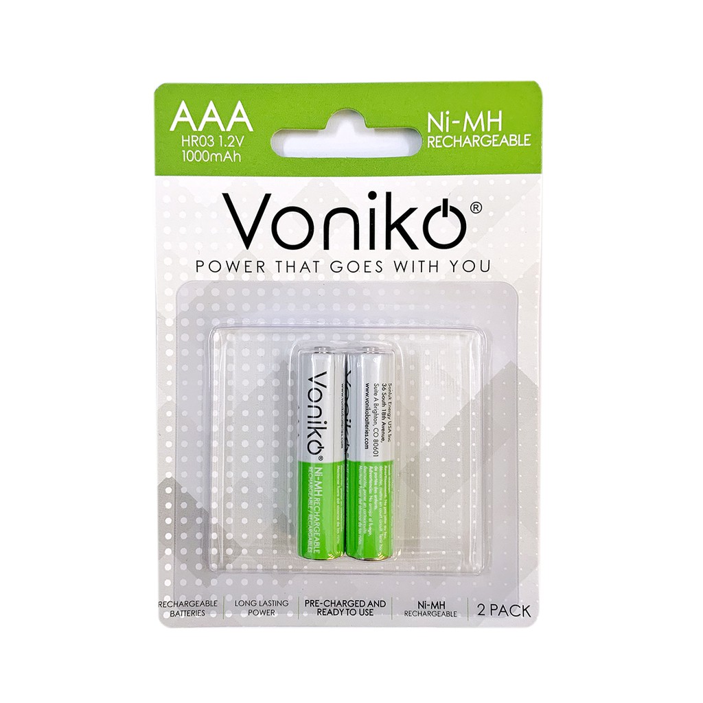 Pin sạc voniko usa AAA HR03 1,2v 1000mAh vỉ 2 viên