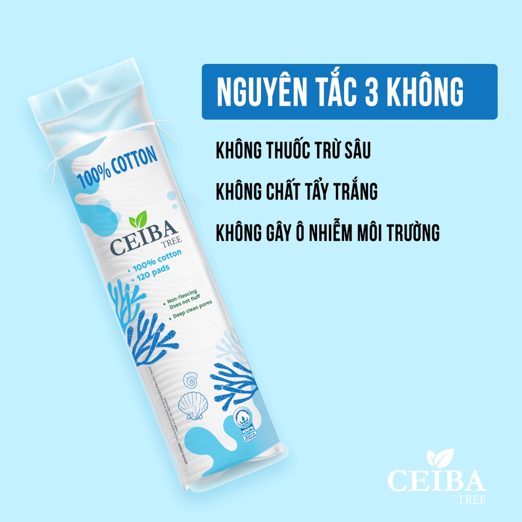 Bông Tẩy Trang Ceiba 100% Cotton Hữu Cơ Tự Phân Hủy Sinh Học Không Để Lại Sợi Ceiba Tree 80 Miếng [NHẬP KHẨU CHÍNH HÃNG]