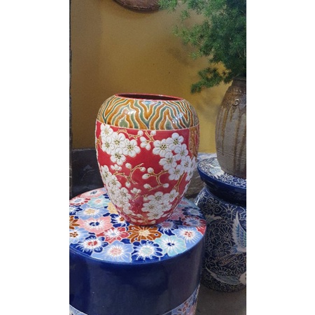 Bình hoa mai đỏ gốm sứ Nam Bộ