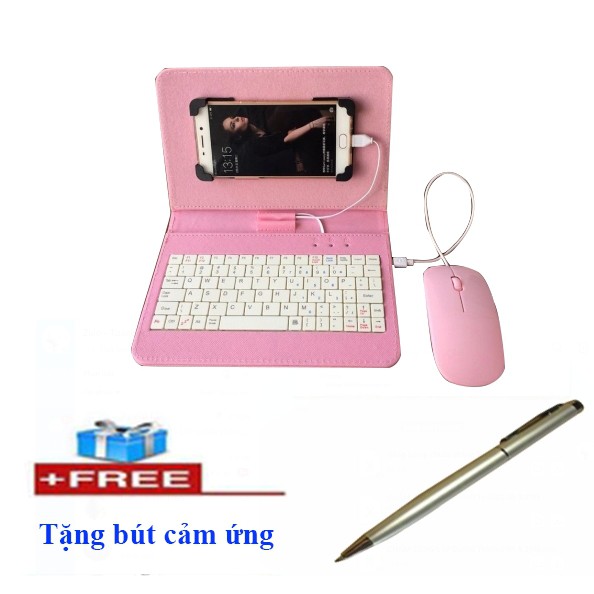 Combo bao da bàn phím kèm chuột + Bút cảm ứng 2 đầu