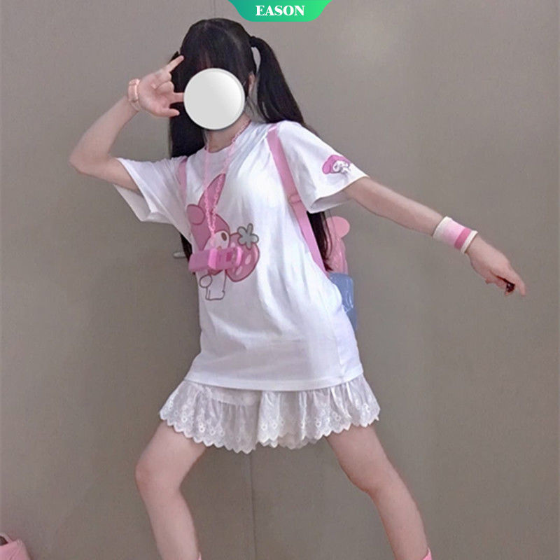 Áo Thun Cotton Tay Ngắn Dáng Rộng In Hình Quả Dâu Dễ Thương Phong Cách Nhật Bản Thời Trang Mùa Hè Cho Nữ 2021