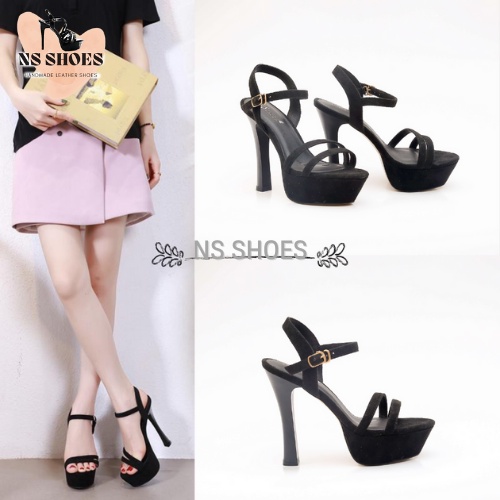 Giày cao gót đế đúp hở mũi 13cm da lộn mềm êm chân, đi tiệc rất sang - NS2112