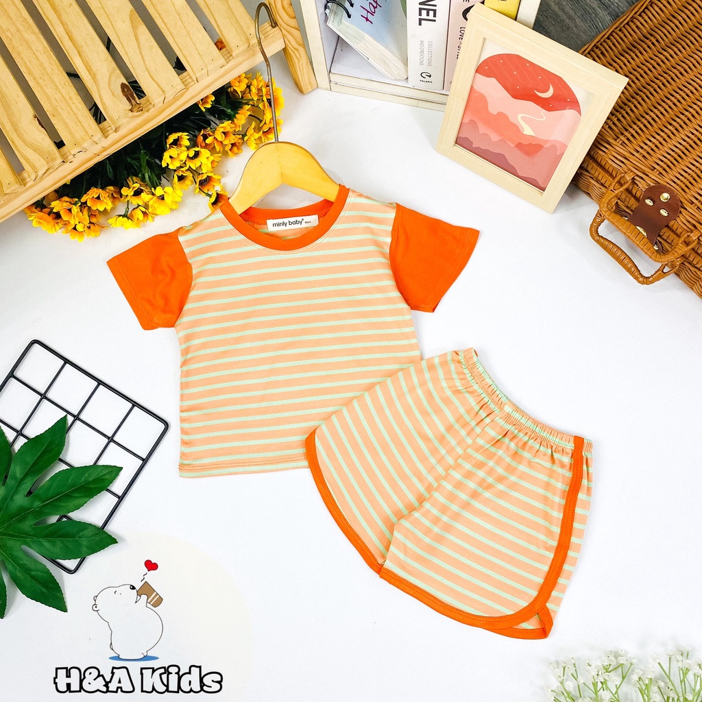 [Bé 19-32kg] Bộ tay ngắn quần đùi thun lạnh sọc dệt cho bé trai bé gái từ 19-32kg