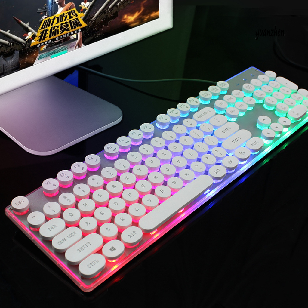 Bàn Phím Cơ Có Dây Dùng Để Chơi Game Có 104 Phím Với Đèn LED Kiểu Dáng Cổ Điển