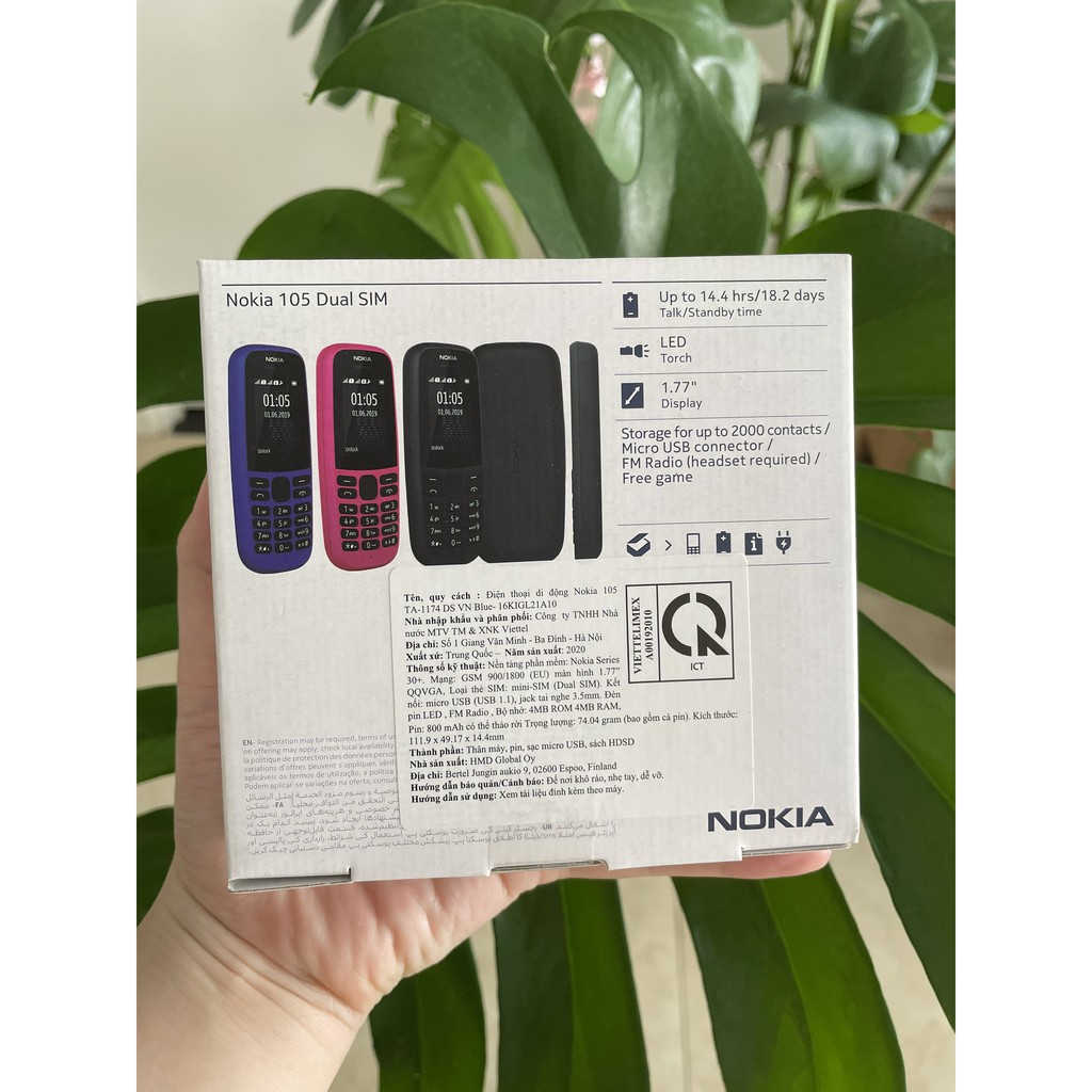 Điện thoại Nokia 105 (2019) 2 Sim, sóng khỏe, kiểu dáng gọn nhẹ, giải trí với đài radio FM,Bảo hành chính hãng 12 tháng