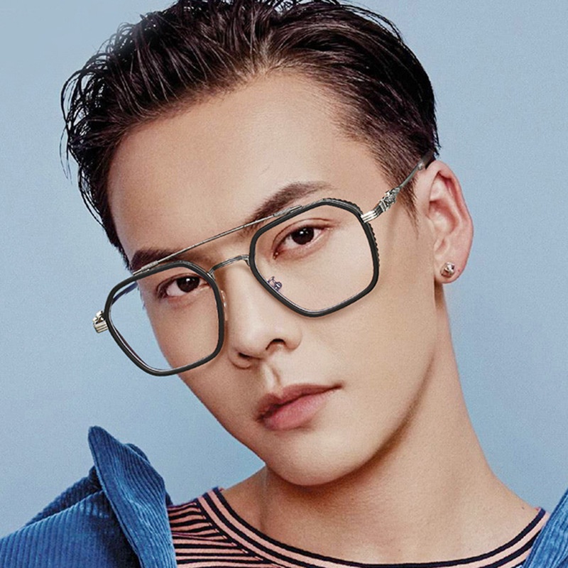 Kính Chrome hearts Kính mát vuông giả cận nam nữ, gọng kim loại bền màu chống gãy 5130