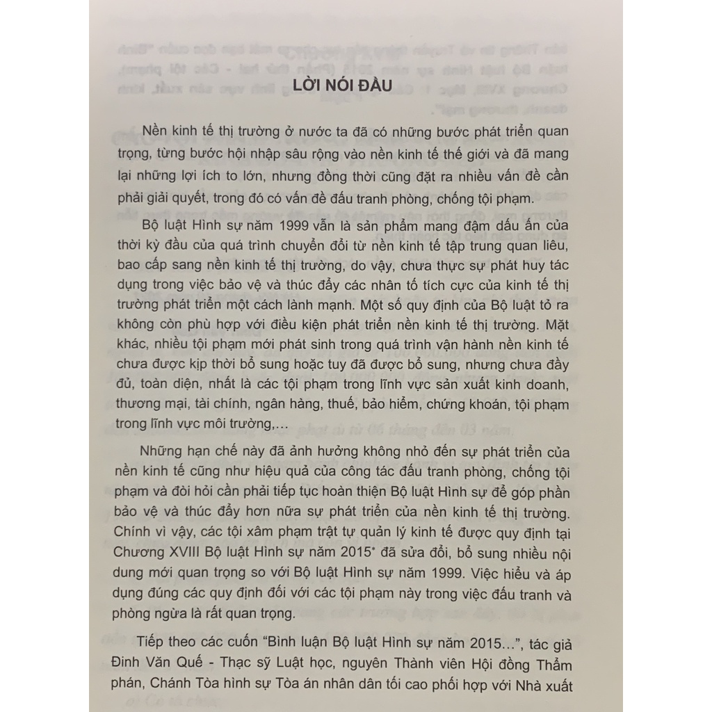 Sách - Bình Luận Bộ Luật Hình Sự Năm 2015 - Phần Thứ Hai ( Chương XVIII Mục I Bình Luận Chuyên Sâu )