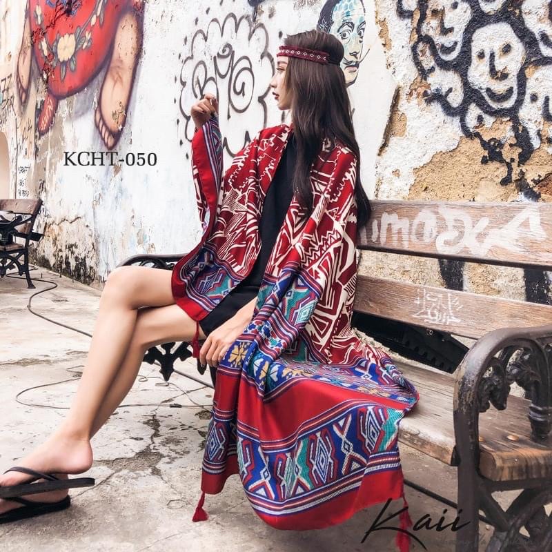 Khăn Choàng Boho Đi Biển Thổ Cẩm Siêu To Phong Cách Vintage