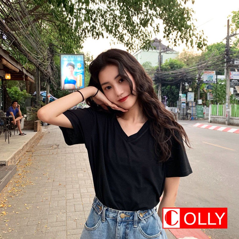 Áo phông giấy cổ tim nhiều màu siêu hot