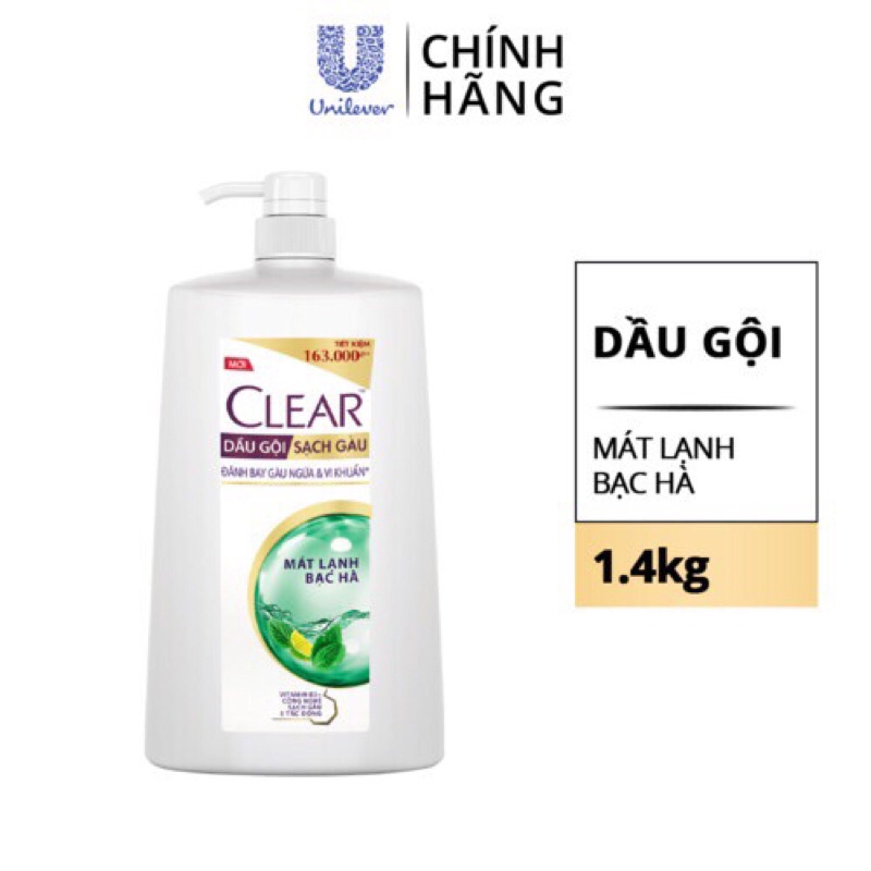 DẦU GỘI ĐẦU CLEAR BẠC HÀ 1.4kg( 1400ml)