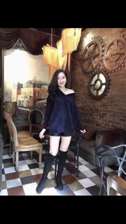 áo len nhung cổ tim