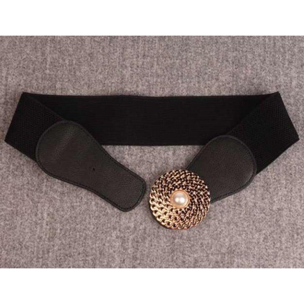 Thắt Lưng Da PU Màu Ngà Họa Tiết Hình Học Thanh Lịch Phong Cách Hàn Quốc Cho Nữ