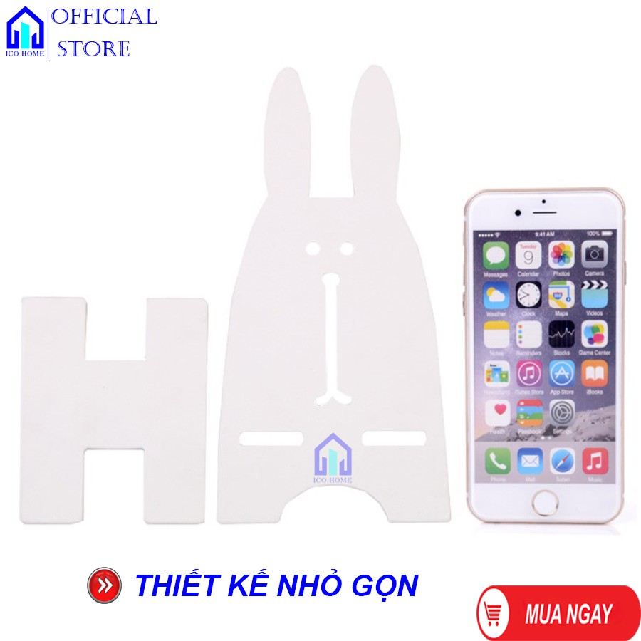 Giá đỡ điện thoại, máy tính bảng hình con thỏ cực dễ thương,  siêu chắc chắn, bền, đẹp, màu trắng sang trọng