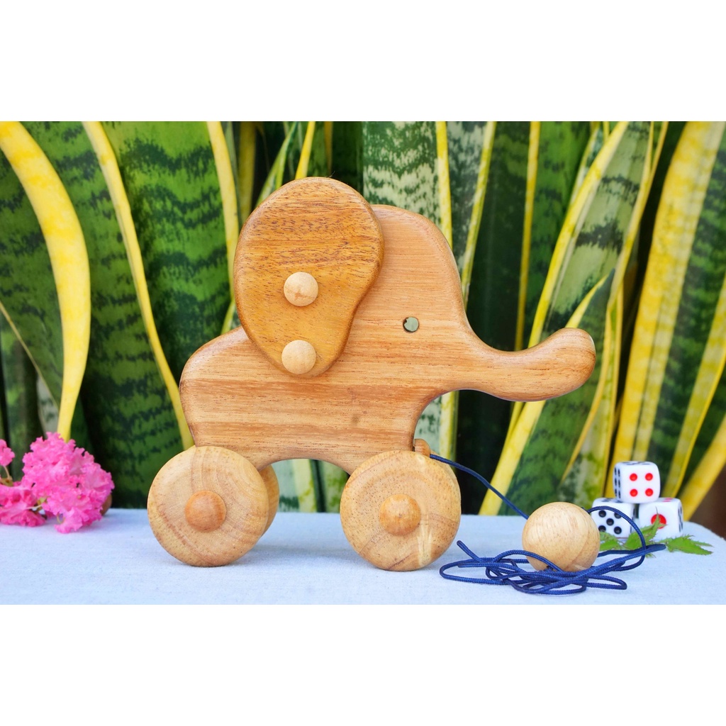Đồ chơi xe voi bằng gỗ, gỗ tự nhiên, đồ handmade, quà sinh nhật, giáng sinh cho trẻ, đồ lưu niệm, đồ trang trí tủ kệ.