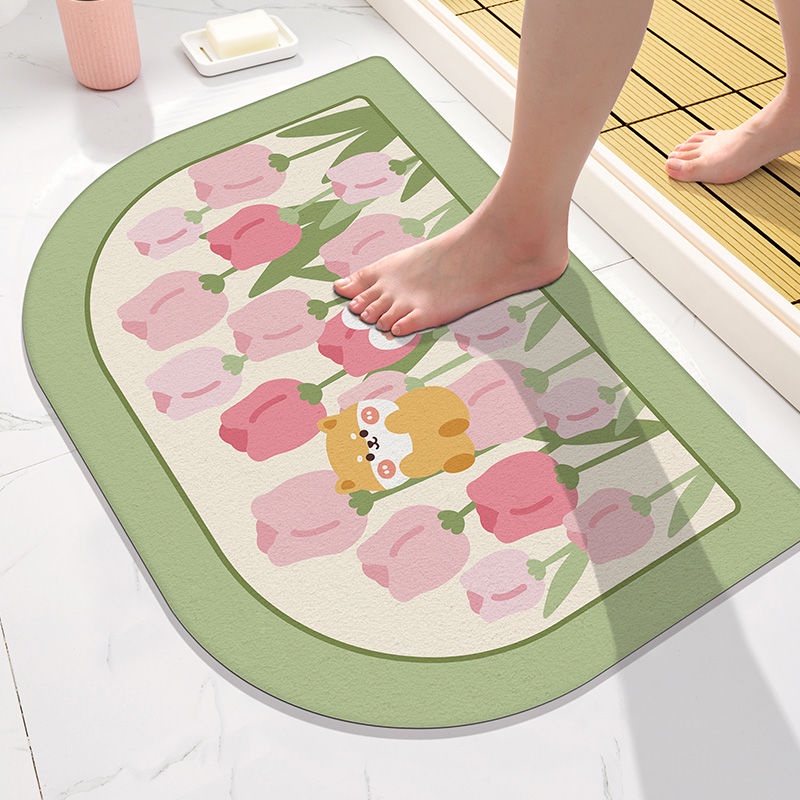 Thảm lót cửa chùi chân Chống Trượt Thấm Hút Tốt Nhanh Khô Họa Tiết Hoạt Hình Đáng Yêu