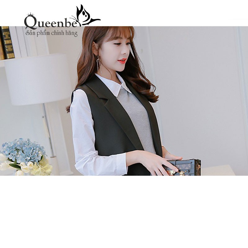 Áo vest nữ màu đen áo gilê sát nách cardigan Queenbe GLA215 Cuocsongvang