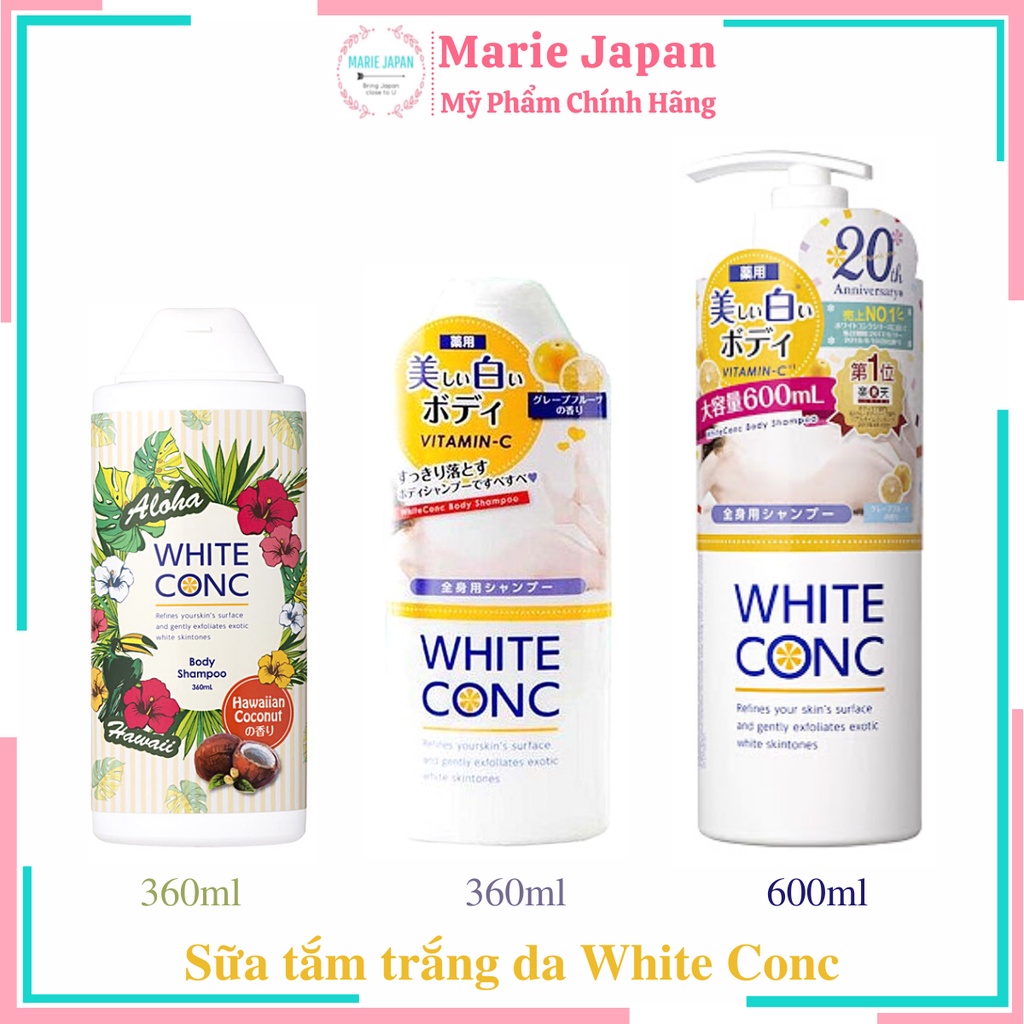 [Mã SKAMA8 giảm 8% đơn 300K] Sữa tắm trắng da White Conc Body Nhật Bản