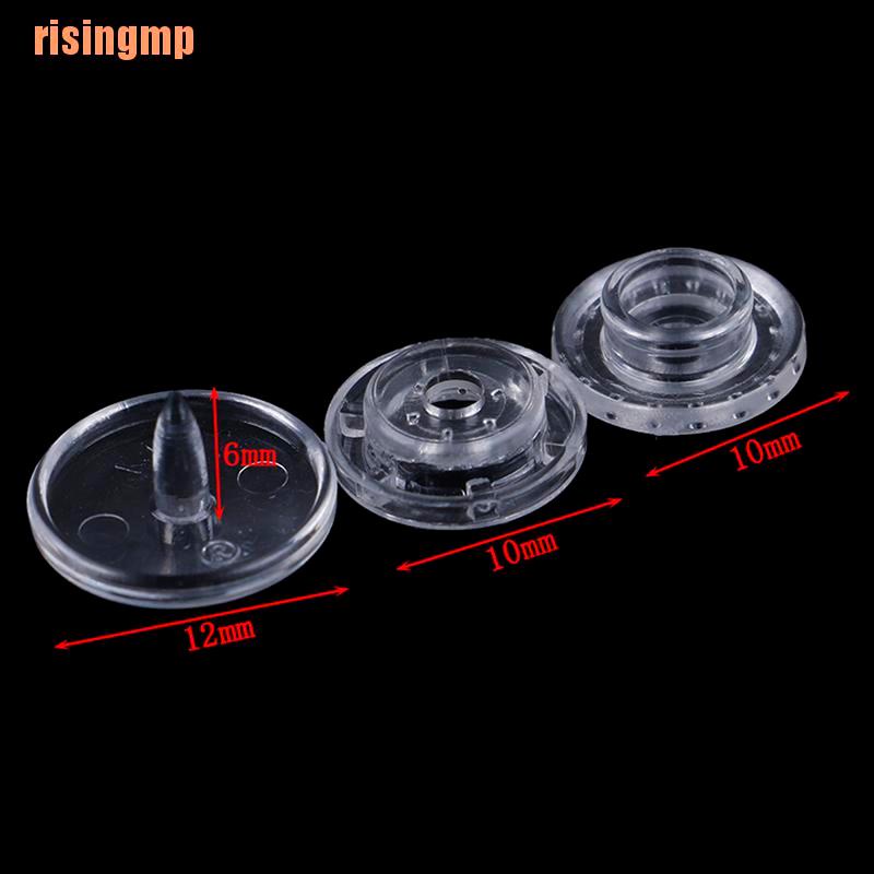 Set 50 cái nút chốt/ nút bấm khuy bằng nhựa trong suốt T5 12mm