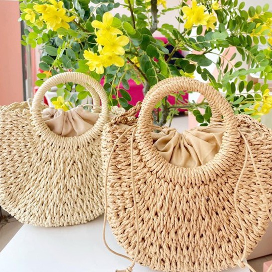 [Ảnh thật] Túi Cói Thiết Kế Cho Nữ Đi Chơi, Đi Biển, Du Lịch ERASHOP 078274 - Quai Tròn Vintage Hot Trend 2021 Rẻ Đẹp