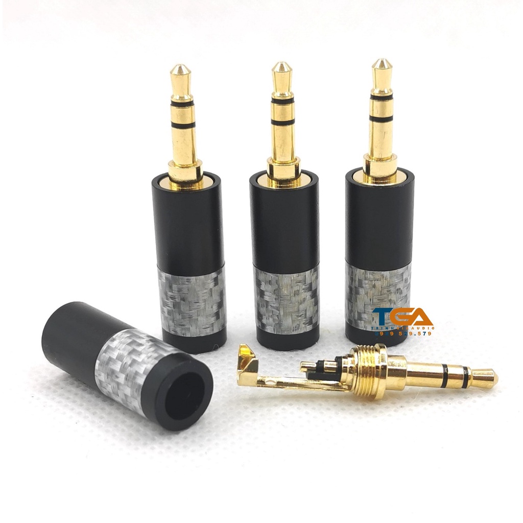 Jack rắc 3ly 3.5mm - 3 khấc hàn dây cacbon đen
