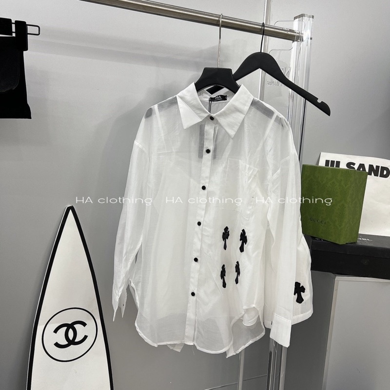 Set Sơmi 2 Màu Trắng Đen Áo Trong Áo Ngoài Kèm Quần