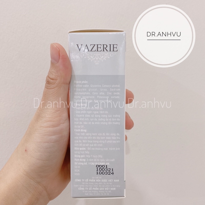 Kem dưỡng ẩm VAZERIE