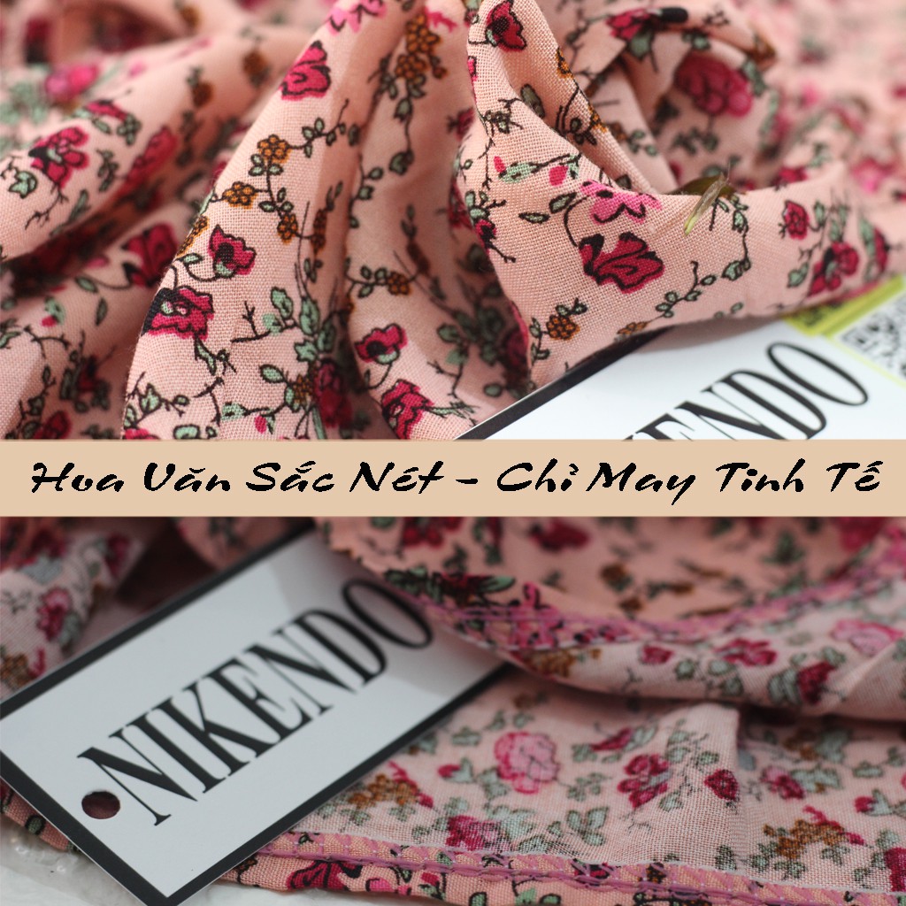 Xả Hàng Váy 2 Dây Hoa Nhí Vải Lanh Quai Buộc – Váy Lanh 2 Dây Dáng Xòe Nikendo VL1