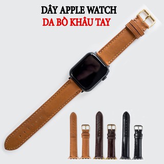 12. Dây đeo Apple Watch da bò-khâu tay thủ công