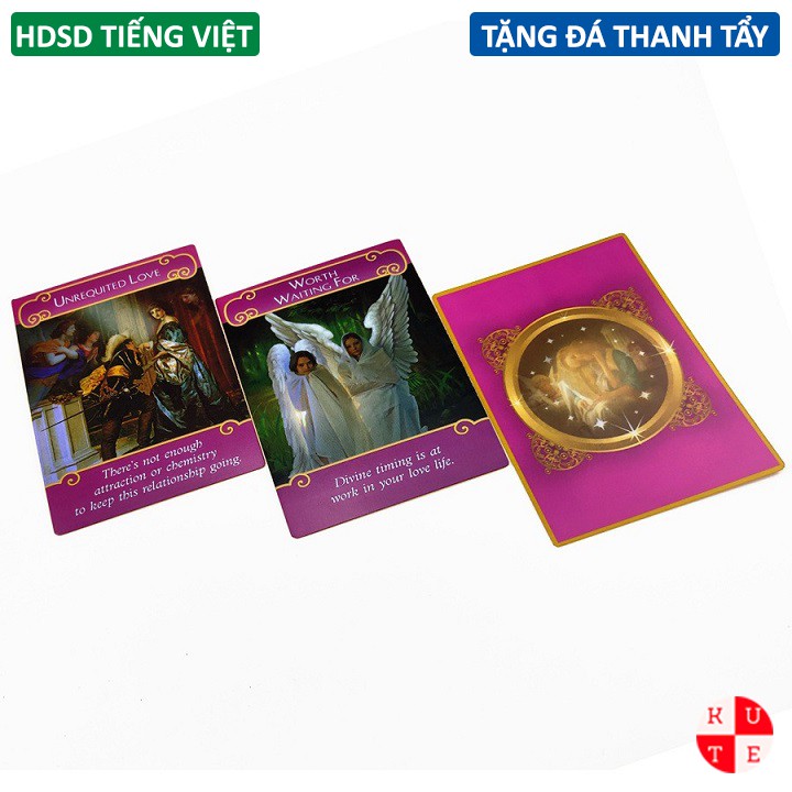 [Size Gốc] Bài Oracle Romance Angels Size Gốc 8.9x12.7 Cm 44 Lá Bài Cán Màng Tặng Đá Thanh Tẩy Hướng Dẫn Tiếng Việt S7