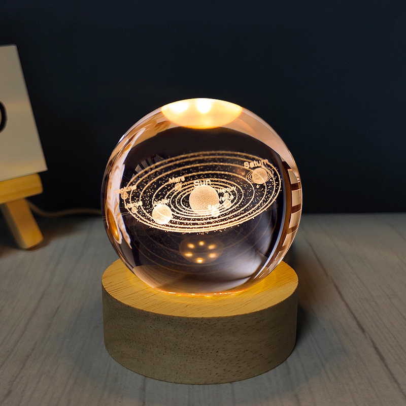 Đèn Ngủ 3D Quả Cầu Pha Lê Phát Sáng, Quà Tặng Sinh Nhật, Quà Lưu Niệm,