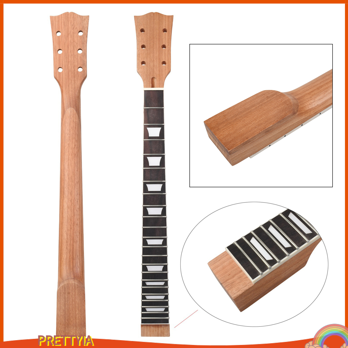 [PRETTYIA]Guitar Neck 22 fret,24.8 inch Mahogany Fretboard for LP Electric Guitar