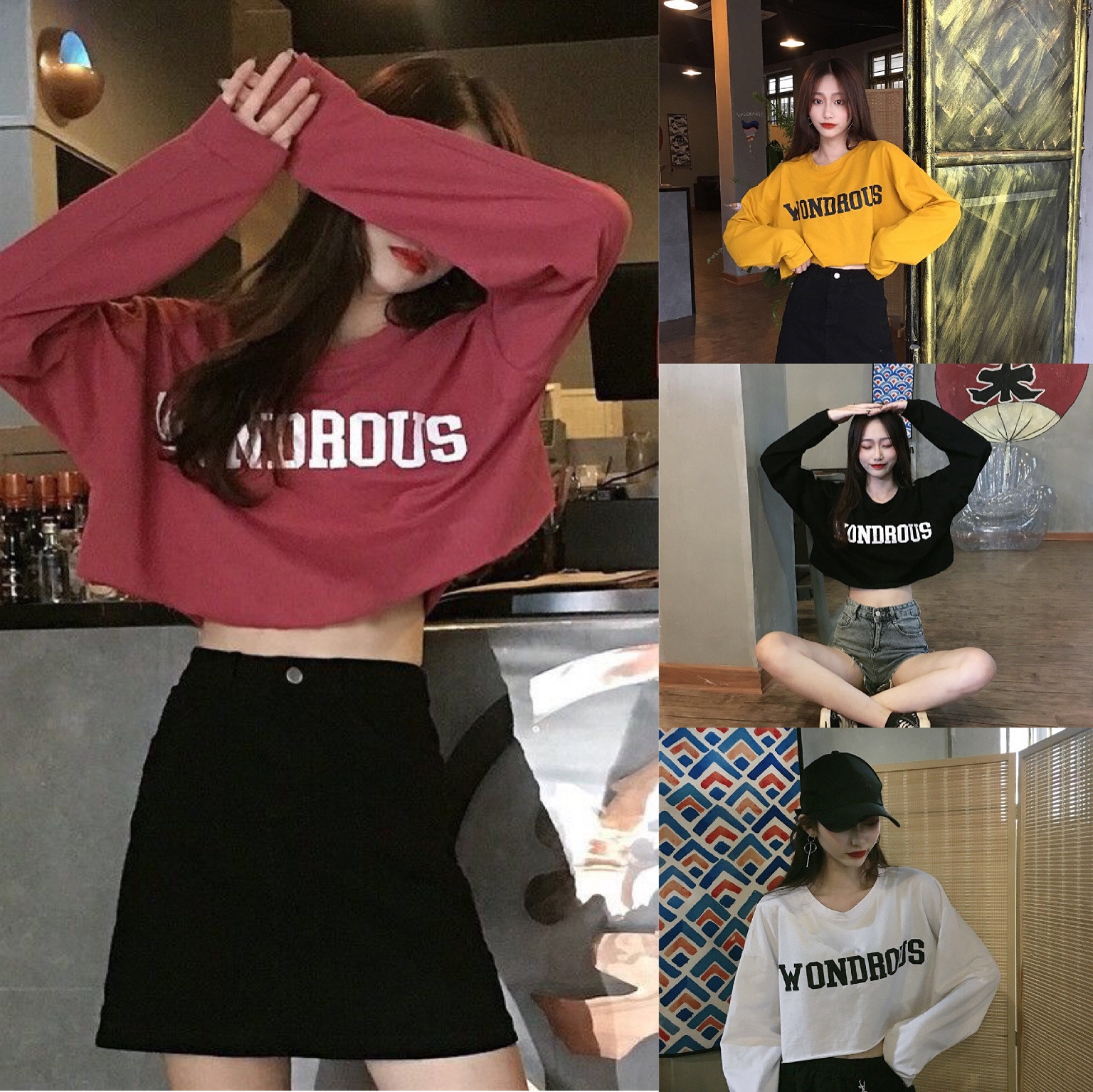 Áo Croptop Tay Dài Phong Cách Hàn Quốc Cho Nữ | BigBuy360 - bigbuy360.vn