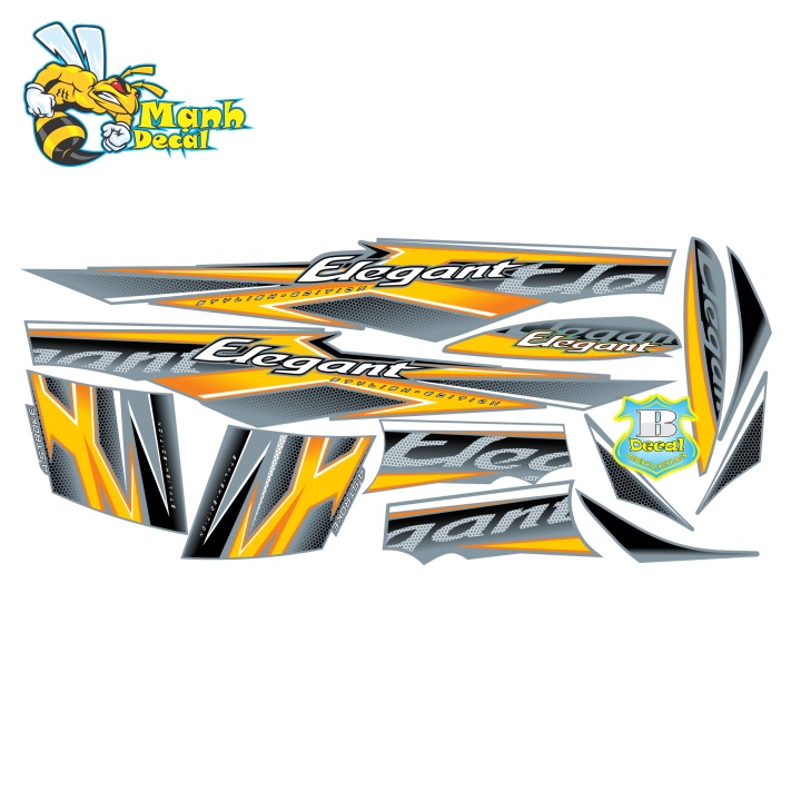 Ten rời xe elegant 50 2016 dán xe xám xi măng