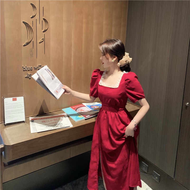 (CÓ SẴN) ĐẦM TAY NGẮN SANG TRỌNG CỔ VUÔNG | BigBuy360 - bigbuy360.vn