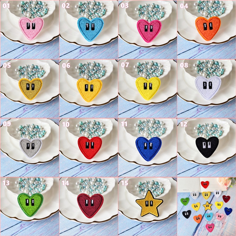 ☸ Sticker Ủi Thêu Hình Trái Tim Và Ngôi Sao ☸ 1 Sticker Ủi Thêu Hình Huy Hiệu