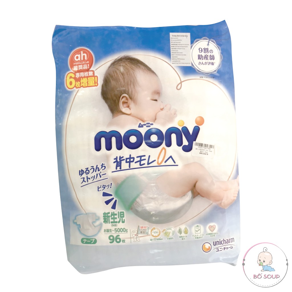 Bỉm Moony Cộng Miếng Nội Địa Chính Hãng, Bỉm Moony Dán/ Quần Đủ Size